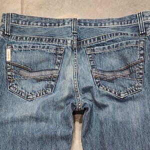 Men's Cinch Ian Stretch Mid Rise Slim Fit Boot Cut Jeans Dark Stonewash 33 x 38